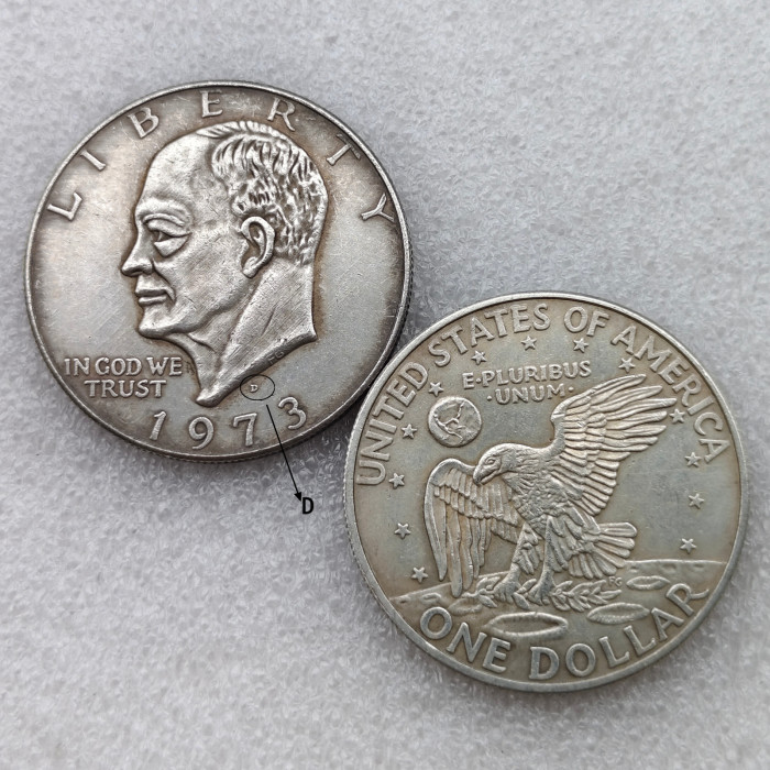 US 1 Dollar Eisenhower Dollar 1971-1978 Silver Plated Copy Coin 38MM
