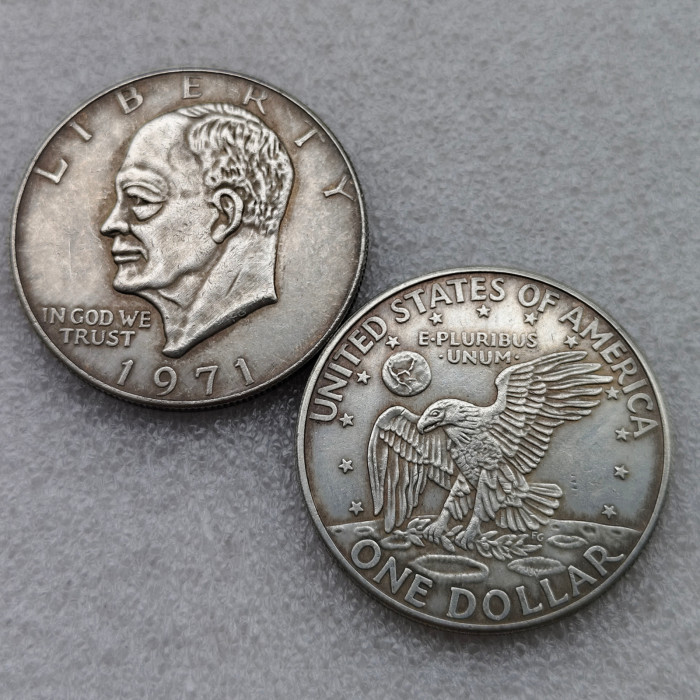 US 1 Dollar Eisenhower Dollar 1971-1978 Silver Plated Copy Coin 38MM