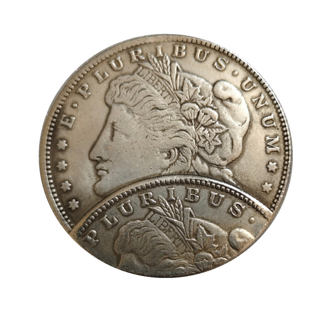 Morgan Dollar Two Faces Error Silver Plated Copy Coin