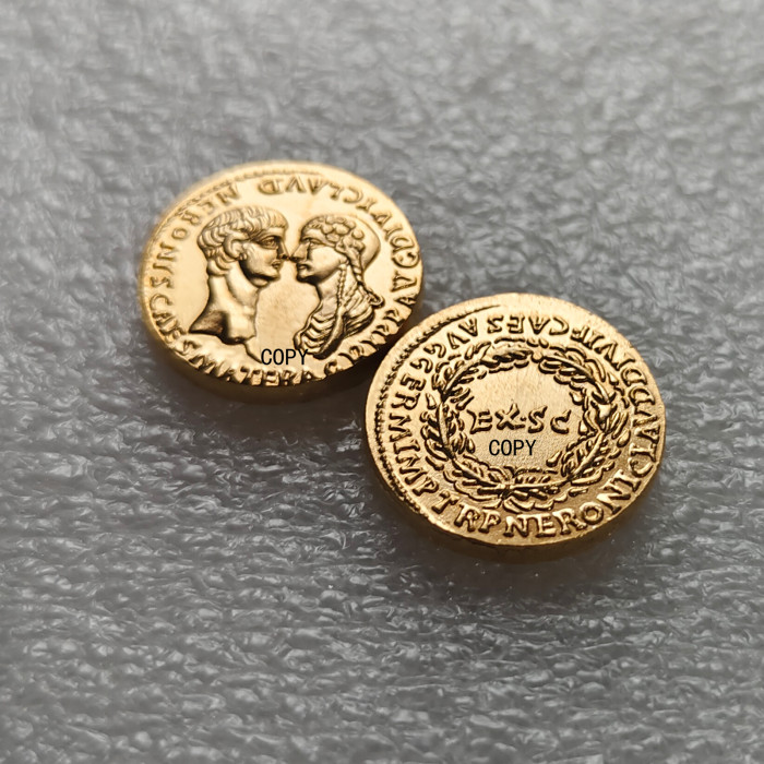 G(117 )Ancient Greek Gold Plated Copy Coin Irregular about 18mm