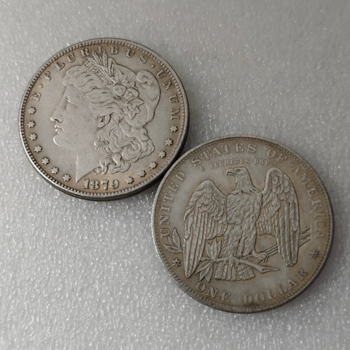 USA 1879 E . PLURIBUS . UNUM  Dollar Patterns Silver Plated Copy Coin