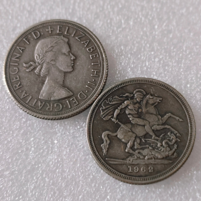 22mm 1962 UK Great Britain Elizabeth II Silver Plated Copy Coin Gifts  Thickness 1.5MM