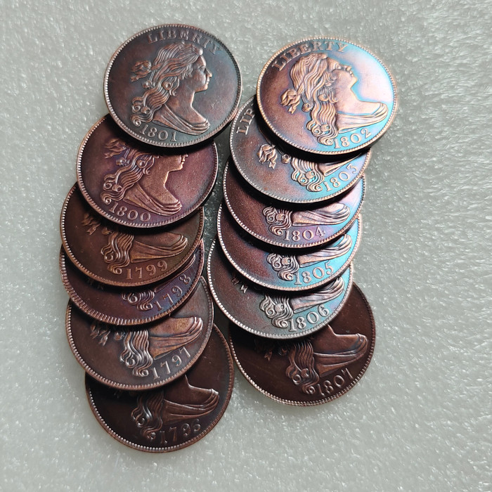 US 1796-1807 12pcs/lot Draped Bust Cent Copper Copy Coin