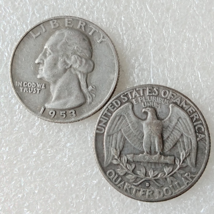 US Coins 1953 P/D/S Washington Quarter Dollar Silver Plated Copy Coin