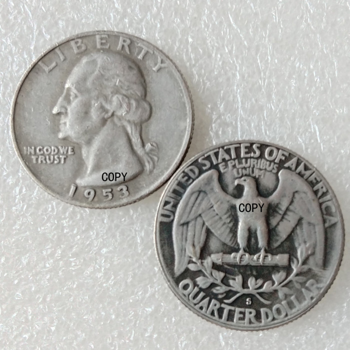 US Coins 1953 P/D/S Washington Quarter Dollar Silver Plated Copy Coin