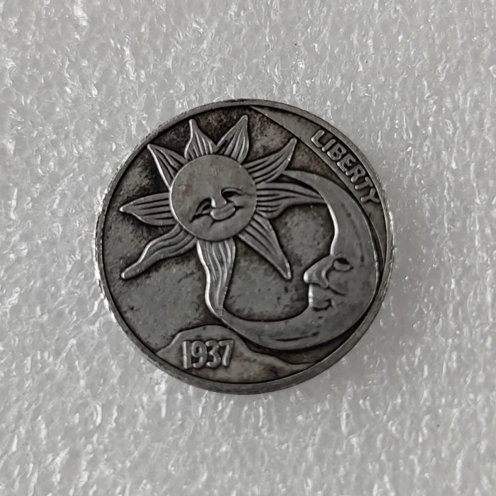 Hobo Nickel US 1937-D  Buffalo Cent Nickel Rare Creative Funny Copy Coin Type 45
