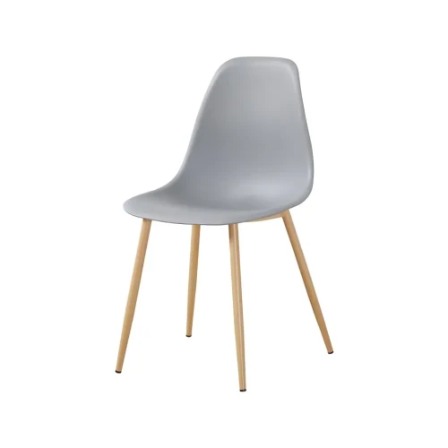 Grey polypropylene dining chair with metal leg