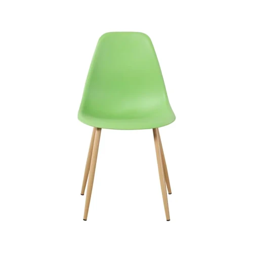 Green polypropylene chair with metal legs