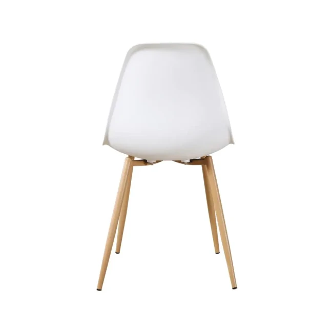 White polypropylene dining chair with metal legs