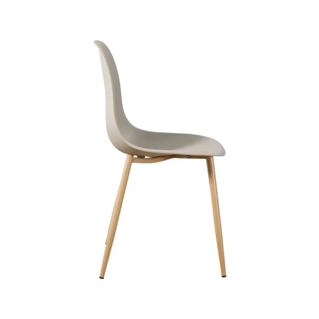 Beige polypropylene dining chair with metal legs