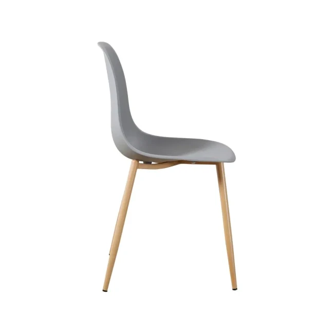 Grey polypropylene dining chair with metal leg