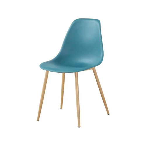 Teal Polypropylene dining chair with metal legs