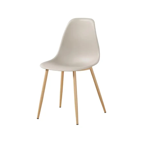 Beige polypropylene dining chair with metal legs