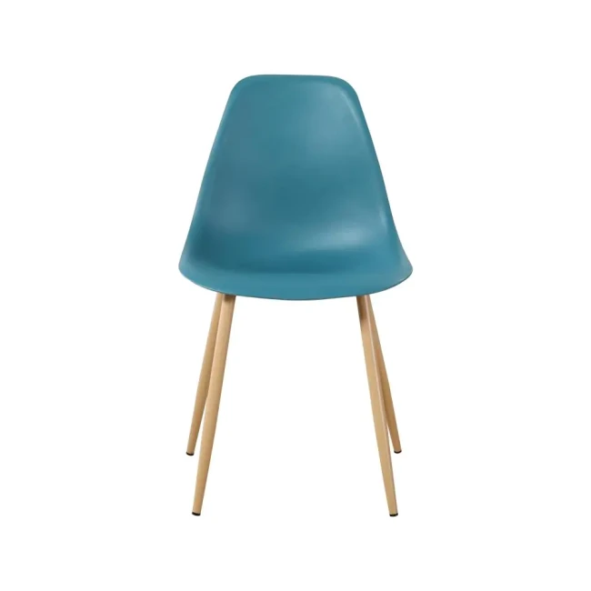 Teal Polypropylene dining chair with metal legs