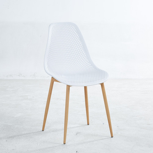 White plastic chair with thermal Transfer Metal feet 