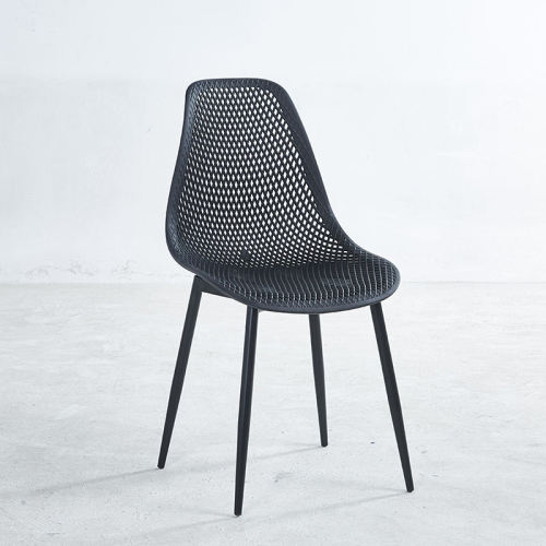 plastic dining chair with black painted metal legs