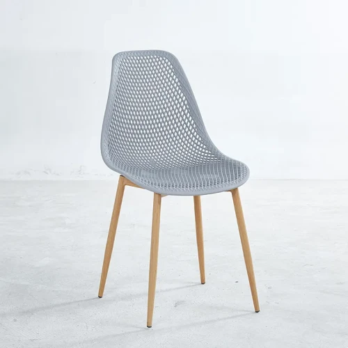 Grey plastic chair with thermal Transfer Metal feet 