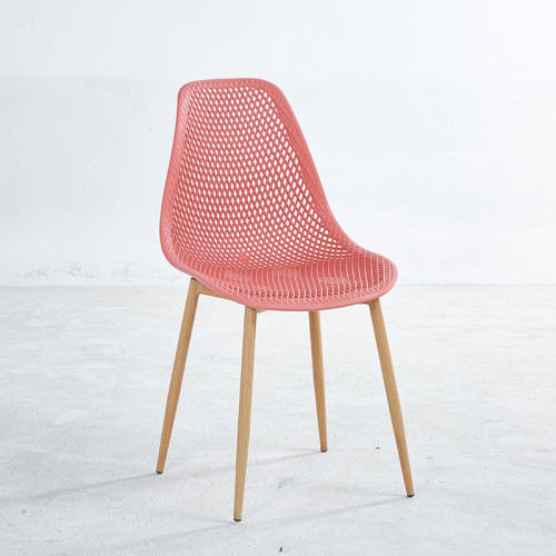 Red plastic chair with thermal Transfer Metal feet