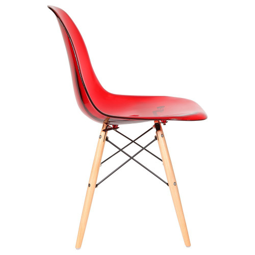 Transparent red eames dsw chair