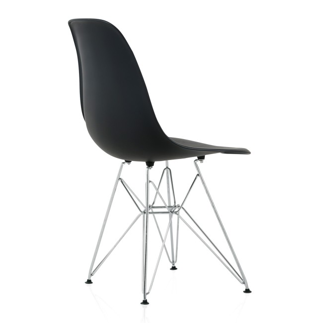DSR Molded Black Plastic Shell Dining Chair with chromed metal Legs