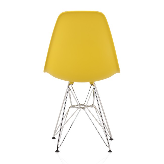DSR Molded Turmeric Plastic Shell Dining Chair with chromed metal Legs
