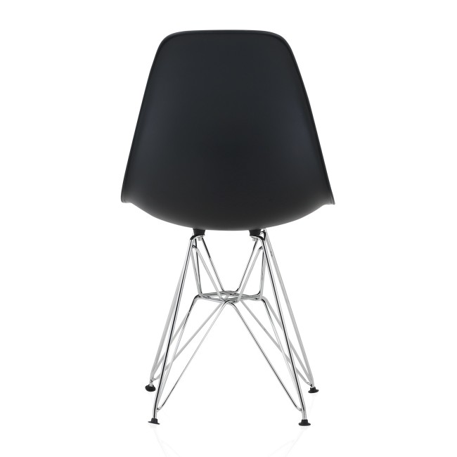 DSR Molded Black Plastic Shell Dining Chair with chromed metal Legs