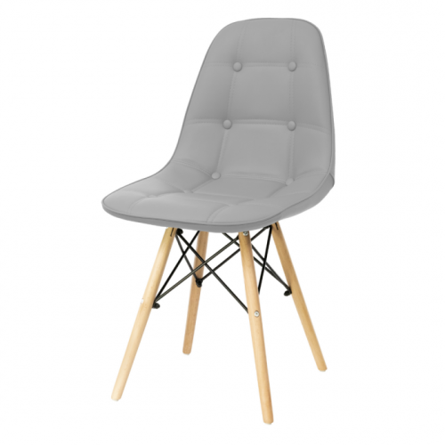 Grey faux leather diner chair with eiffel wood legs