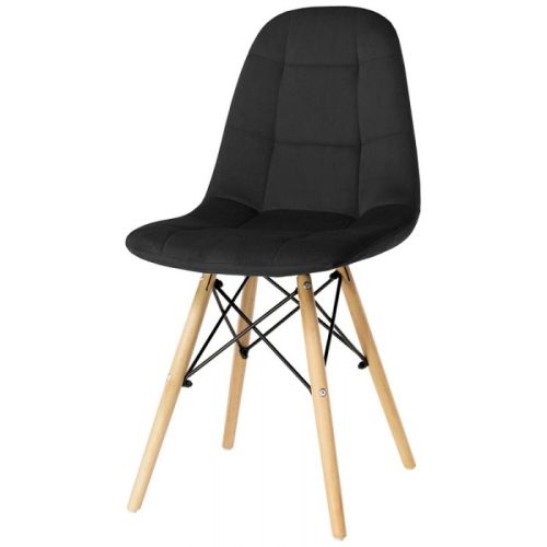 Black velvet side chair