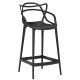 Black plastic counter stool with footrest