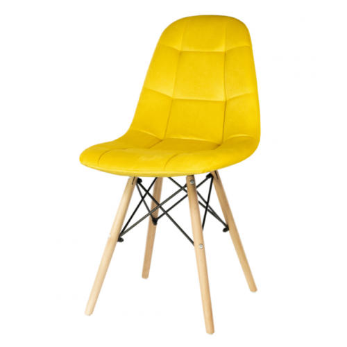 Yellow velvet side chair