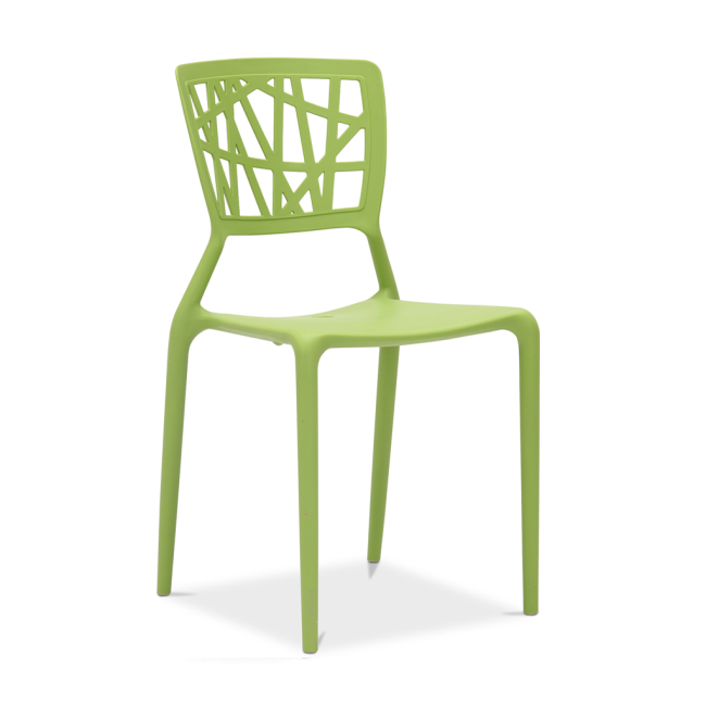 Green plastic outdoor chair stackable