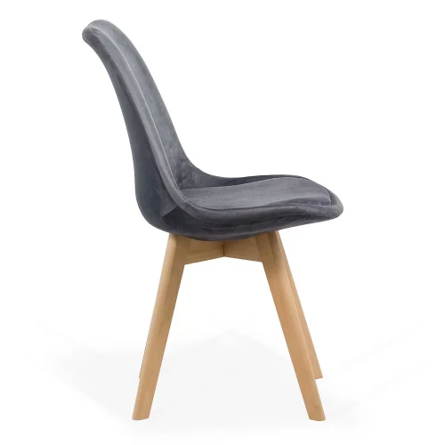 Nordic style grey velvet upholstered cafe chair
