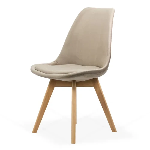 Nordic style beige velvet upholstered cafe chair