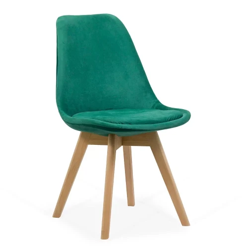 Nordic style green velvet upholstered cafe chair