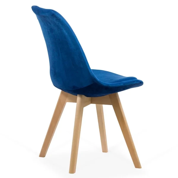 Nordic style blue velvet upholstered cafe chair