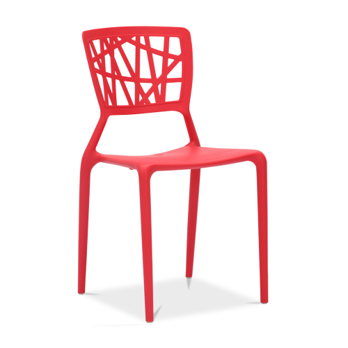 Red plastic outdoor chair stackable
