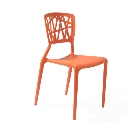 Orange plastic outdoor chair stackable