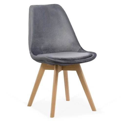 Nordic style grey velvet upholstered cafe chair