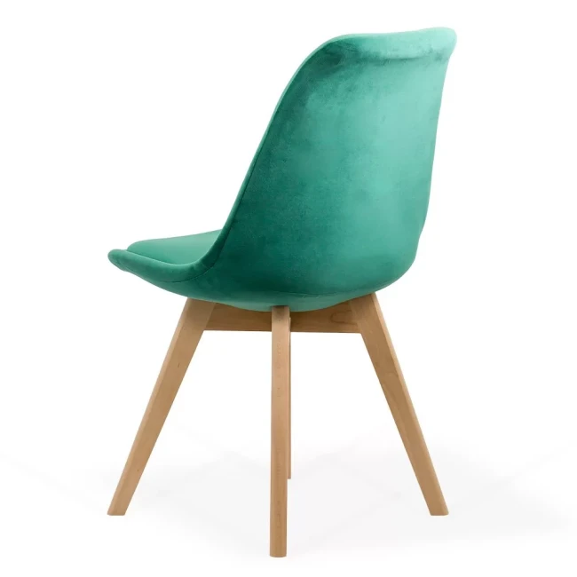 Nordic style green velvet upholstered cafe chair