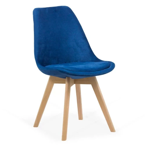 Nordic style blue velvet upholstered cafe chair