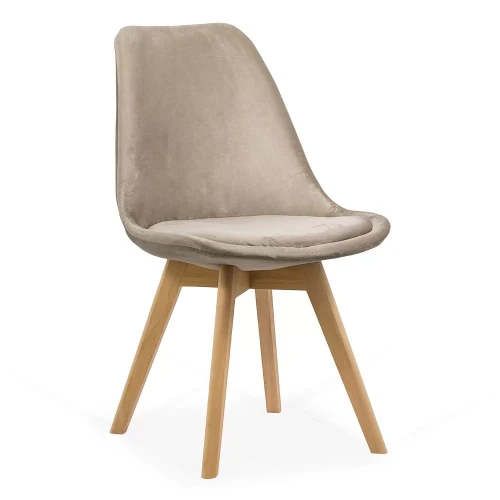 Nordic style beige velvet upholstered cafe chair