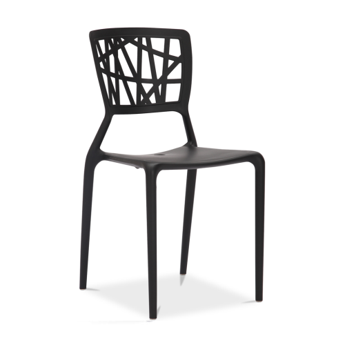 Black plastic outdoor chair stackable
