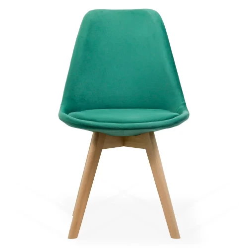 Nordic style green velvet upholstered cafe chair