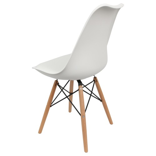 Nordic style white restaurant chair with eiffel wood legs