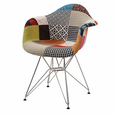 Patchwork Fabric Eames DAR Chair Chromed Metal Base