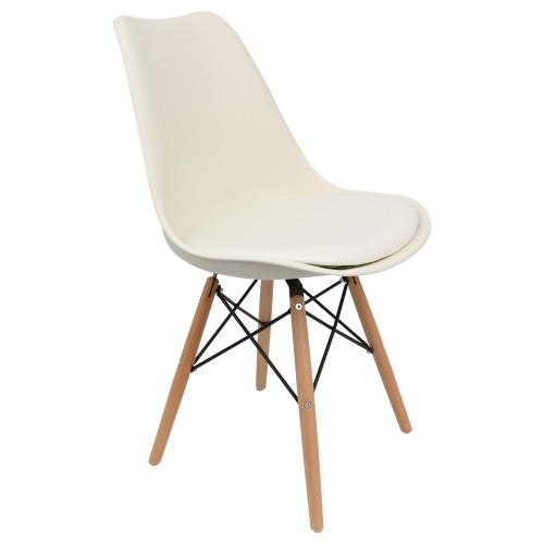 Nordic style beige restaurant chair with eiffel wood legs
