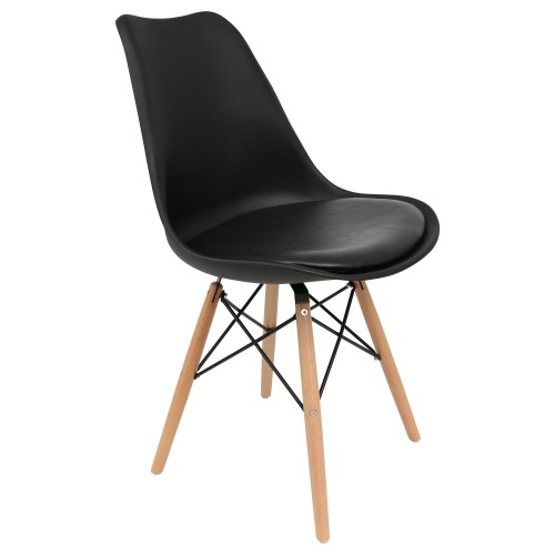 Nordic style black restaurant chair with eiffel wood legs