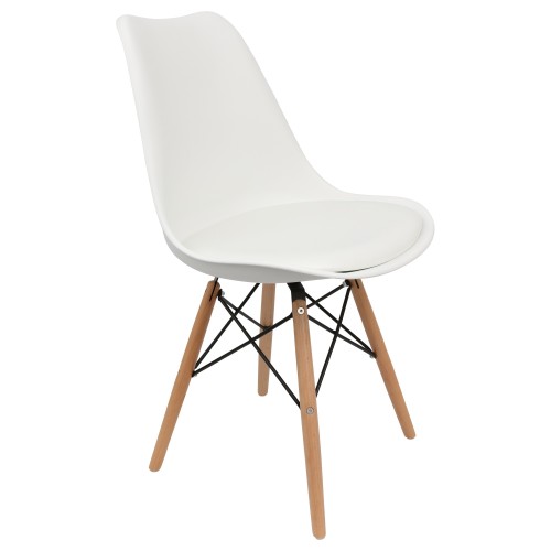 Nordic style white restaurant chair with eiffel wood legs