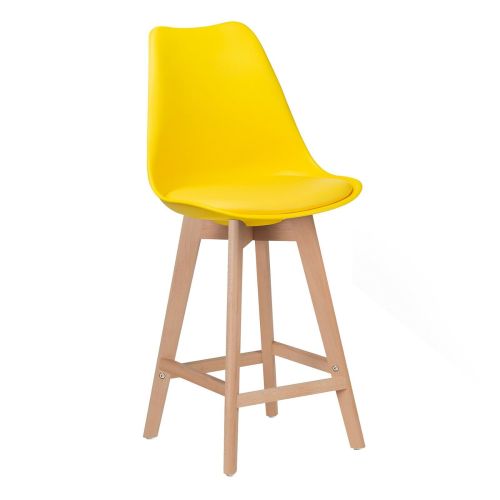 Yellow plastic counter stool with footrest