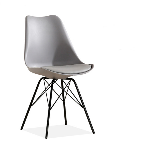 Grey cushioned plastic cafe chair with Black sprayed metal frame